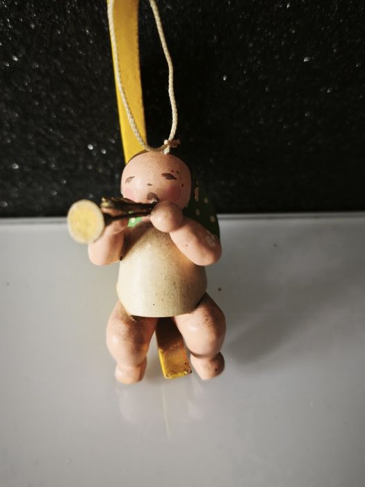 Vintage Aniołek Wendt & Kühn 11 kropek Erzgebirge Drewno