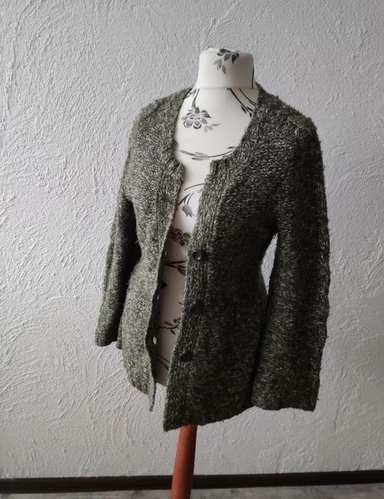 Ciepły zielony kardigan 42 XL Papaya sweter damski