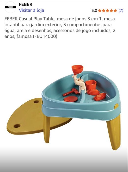 Mesa infantil para jardim, mesa de jogos com acessórios FEBER