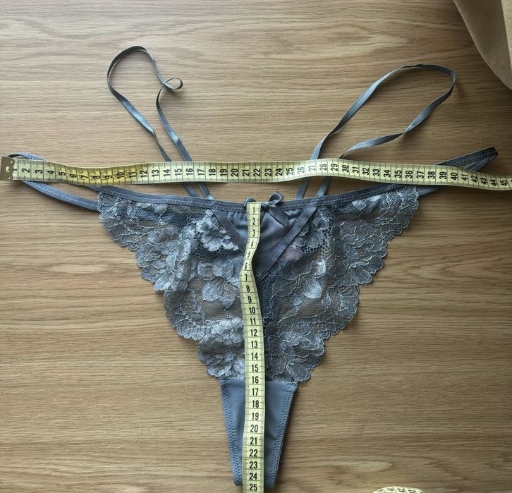 Нові стрінги 2Xl Hunkemoller сіро-блакитні з портупейками