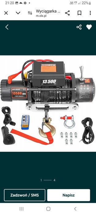 Wyciągarka 6.5T 13500lbs Lina Syntetyczna Wysyłka FV Wciągarka 12v