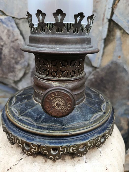 Candeeiro Petróleo Cerâmica e Bronze Satsuma Séc XIX Japão