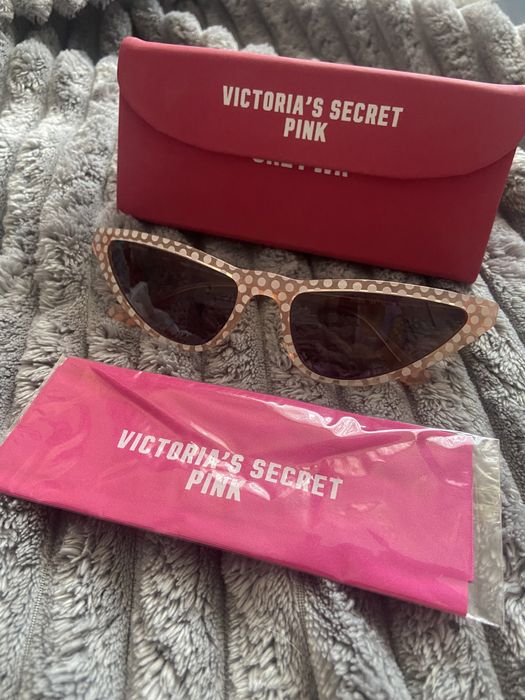Okulary victorias secret różowe w białe kropki