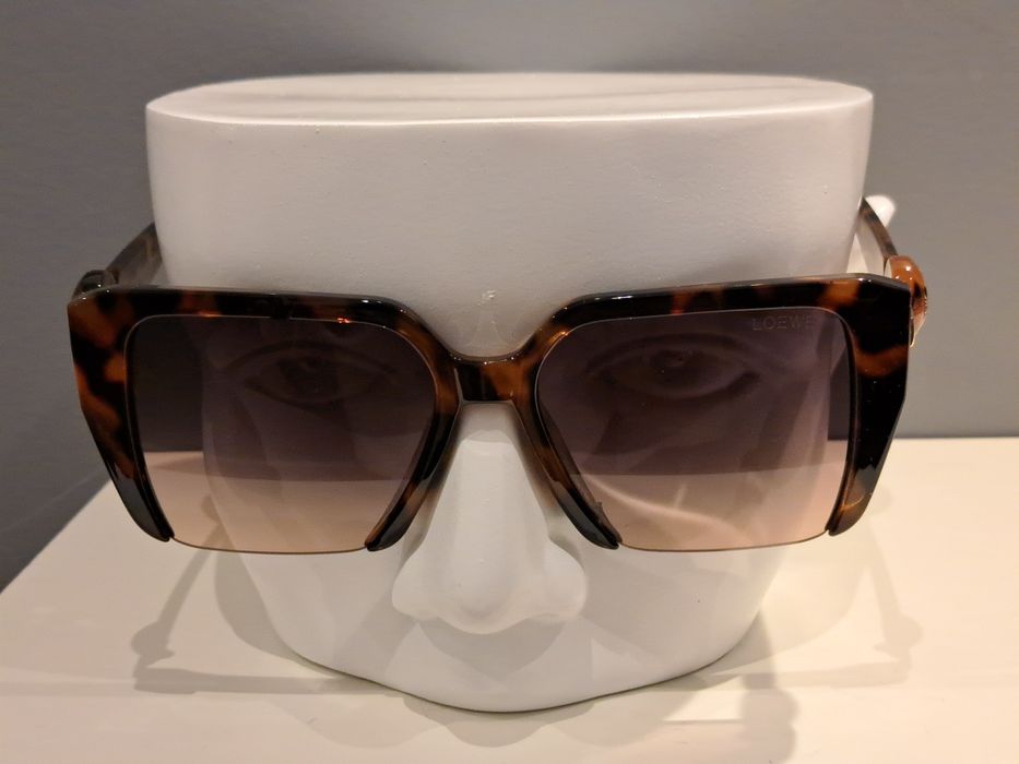 LOEWE panterkowe duże nowe okulary przeciwsłoneczne złote logo