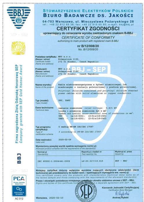 NKT Kabel YKYżo 5x2,5 Przewód ziemny NYY-O/J 5X10, 5x6, 3X2,5, 3x1,5