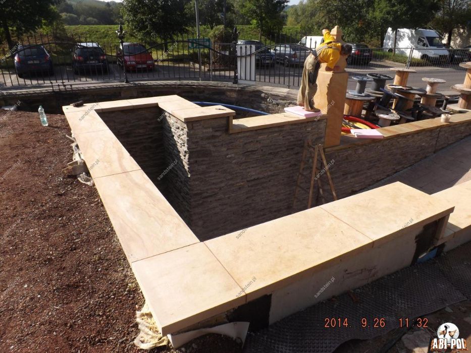 ~49~ Czapka murowa z piaskowca, nakrywa muru, piaskowiec na mur,