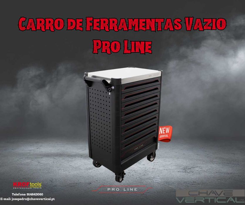 Carro de Ferramentas Vazio Pro Line 9 Gavetas KROFTOOLS   JR19