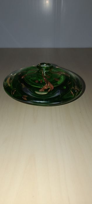 Vaso de Vidro Artístico Italiano Crisalcor – Verde com Detalhes Dourad