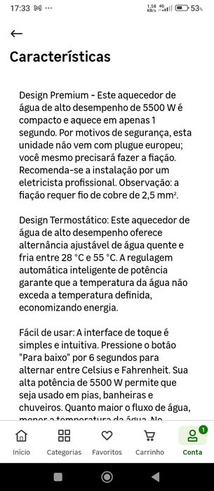 Mini aquecedor de água elétrico