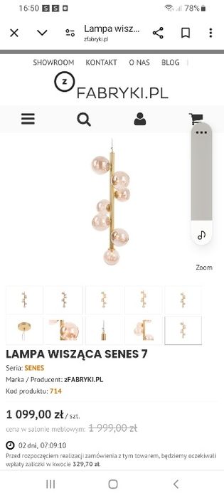 Lampa wisząca SENES7 NOWA ! w opakowaniu
