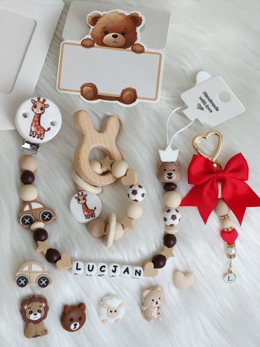 Zawieszka do smoczka prezent dla niemowlaka babyshower narodziny chrzest wyprawka dla dziewczynki