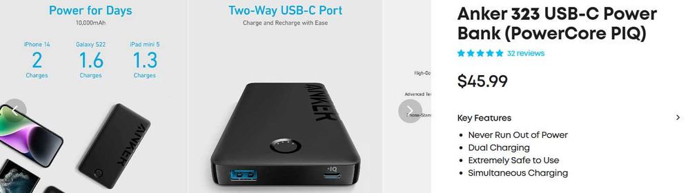 Anker 323 USB-C Power Bank (PowerCore PIQ) (nowe, plomba)