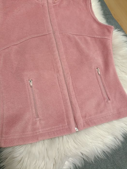 Kamizelka damska bezrękawnik polar brudny róż na suwak vintage Ewrino