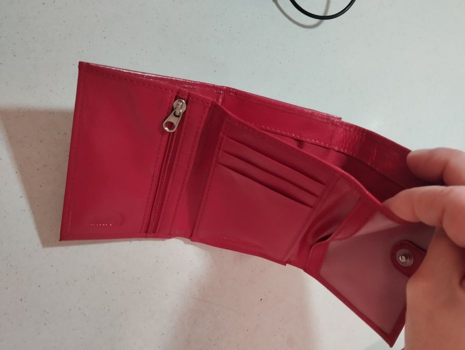 Czerwony portfel jak nowy CAVALDI skóra