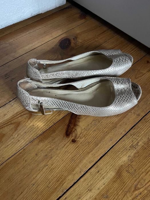Czółenka złote, open toe, , 38, Alfama Art Design