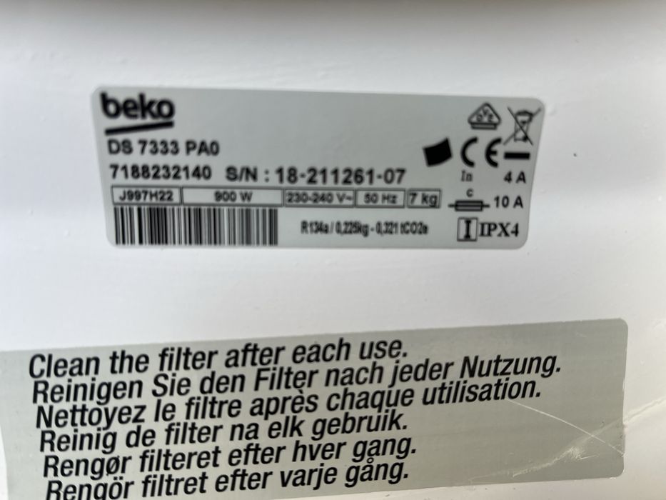 Сушильна машина Beko WP2190 на 7 кг Компресорна