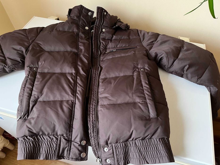 Kurtka puchowa damska brązowa do pasa Authentic rozmiar 38 stan bdb