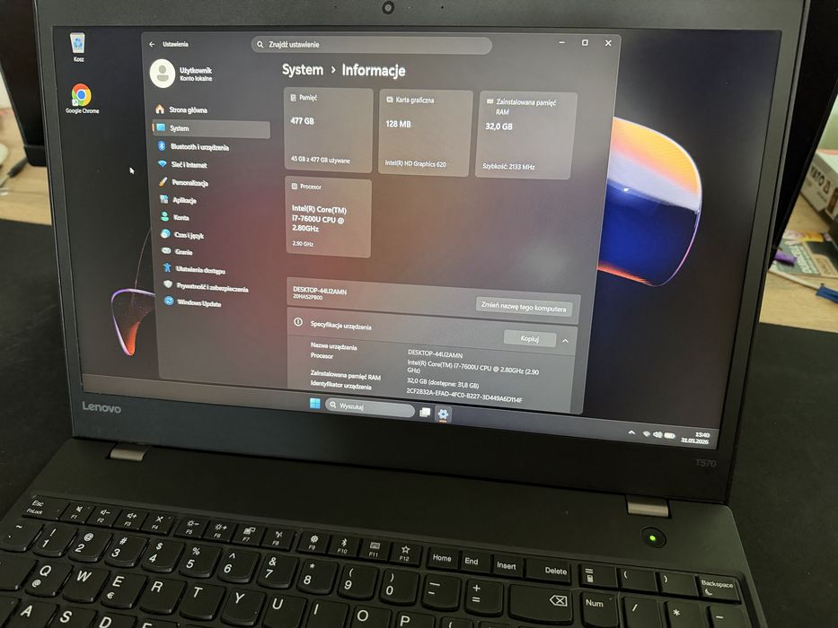 Lenovo ThinkPad T570 i7-7600U 32GB RAM 480GB SSD FHD IPS
