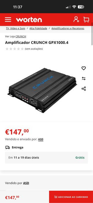 Subwoofer Alpine + Amplificador Crunch – Conjunto