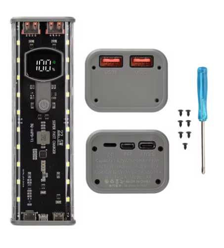 Obudowa powerbank 22,5W na 4 baterie 21700 PD QC