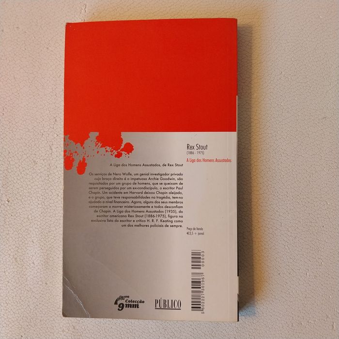 Livro "A Liga dos Homens Assustados" - Rex Stout (Colecção 9mm Público)