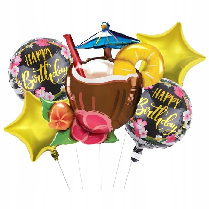 Zestaw Balonów Na Imprezę Aloha Hawajskie Urodzinowe Przyjęcia 5Ele