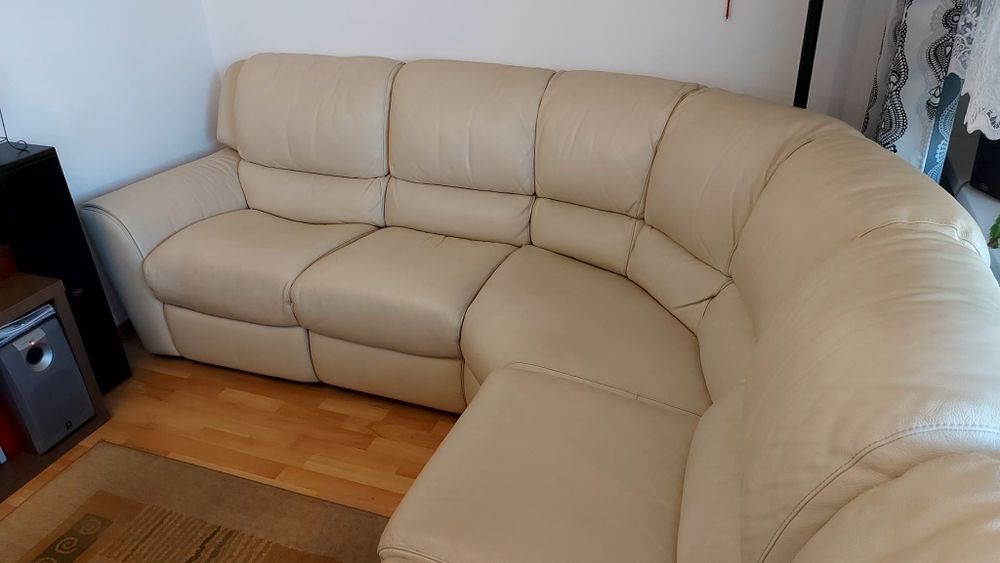 Narożnik skora naturalna, gruba,, skórzany, 2x relax, duzy.