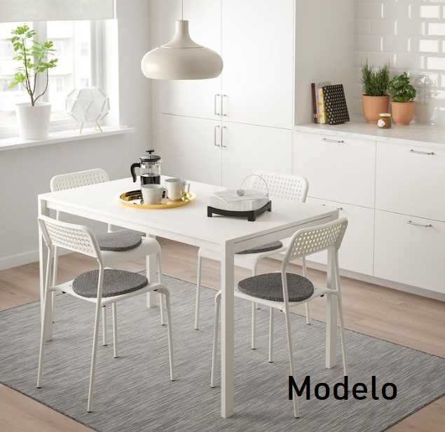 Ikea Mesa e 4 cadeiras, Branco, SANDSBERG / ADDE