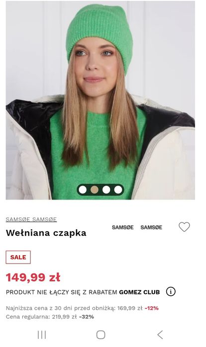Czapka wełniana alpaka Samsoe Samsoe wiosenna zielona nowa z metką