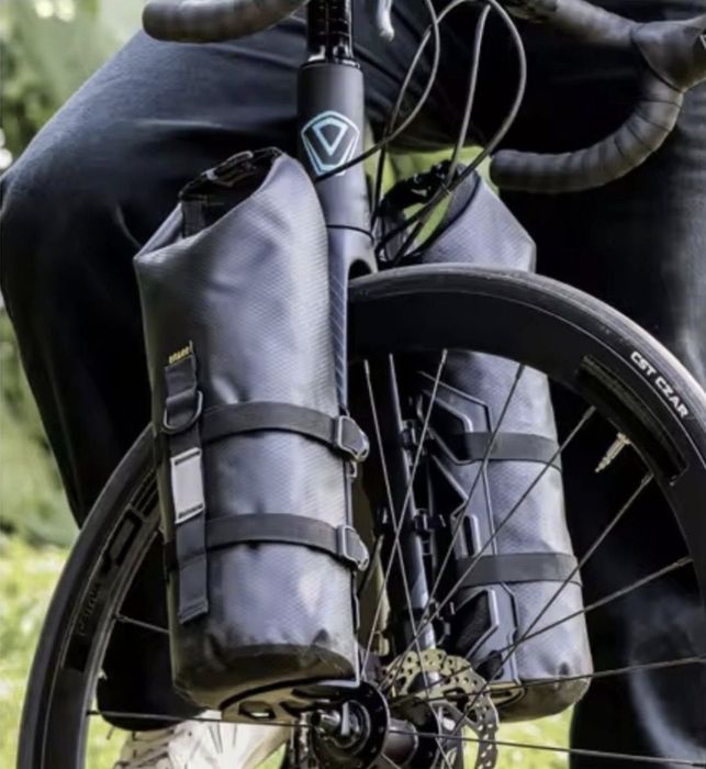 Sakwy torby rowerowe na widelec 2x5 litrów bikepacking