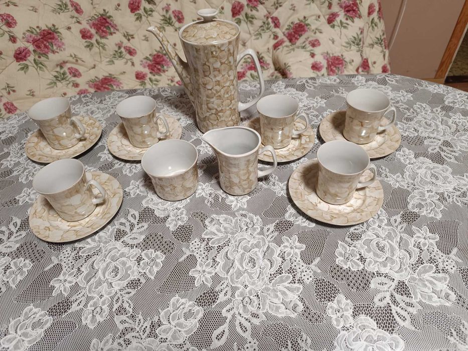 Serwis kawowy, porcelana Włocławek, PRL.