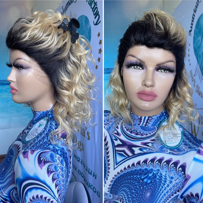 Натуральный парик имитация кожи славянский волнистый волос кудри блонд