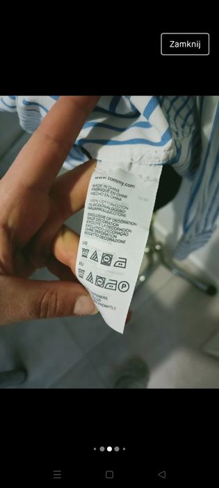 Koszula męska Tommy Hilfiger biała w paski TH  M 38 biała casual biuro