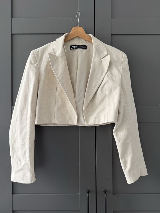 Marynarka zakiet krotki zara len bawelna s