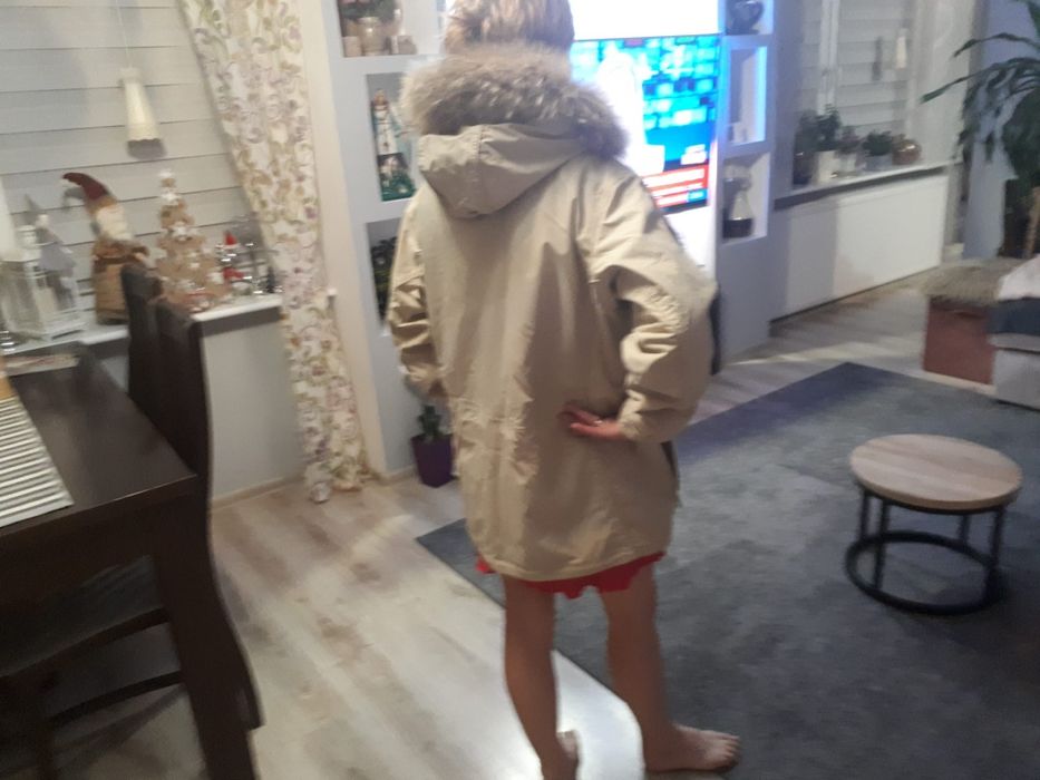 Kurtka ocieplana polar futerko naturalne jenot