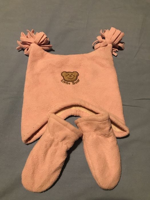 Czapka zimowa dla niemowlaka z rękawiczkami 3-12 miesięcy