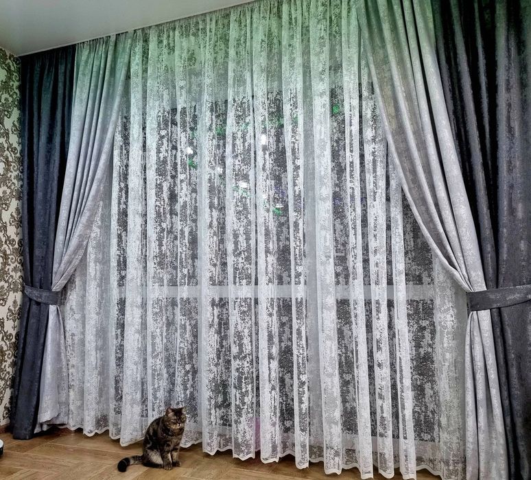 Акційна Тюль мармур, гардини жакард мрамор штори