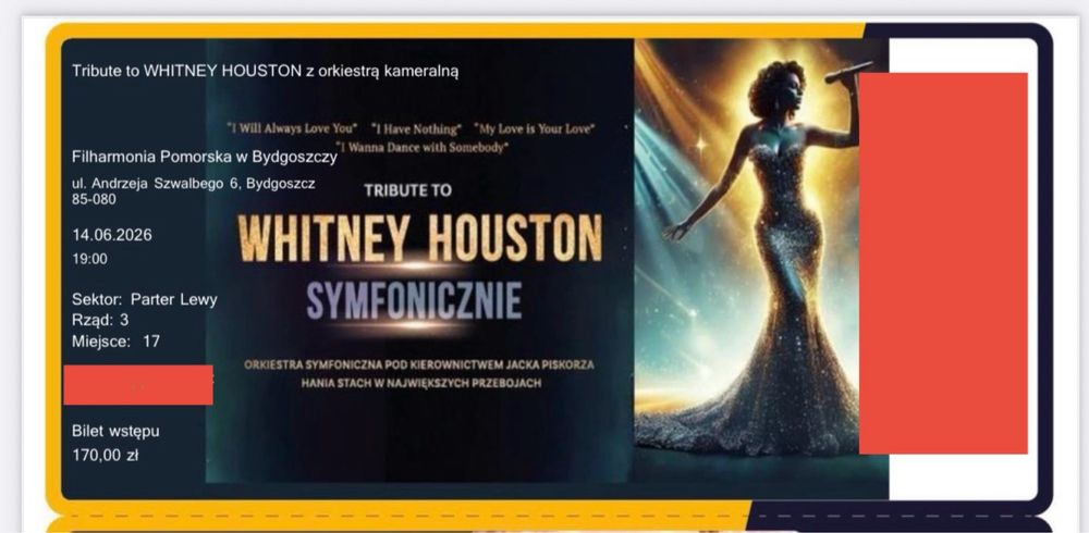 Tribute to Whitney Houston Bydgoszcz 4 bilety
