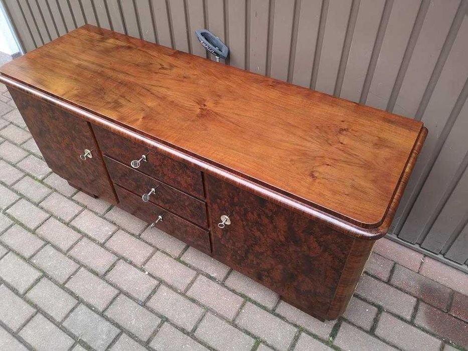 Komoda ART-DECO RTV Niska 134 Orzech Zgrabna Stara Antyk Po Renowacji.