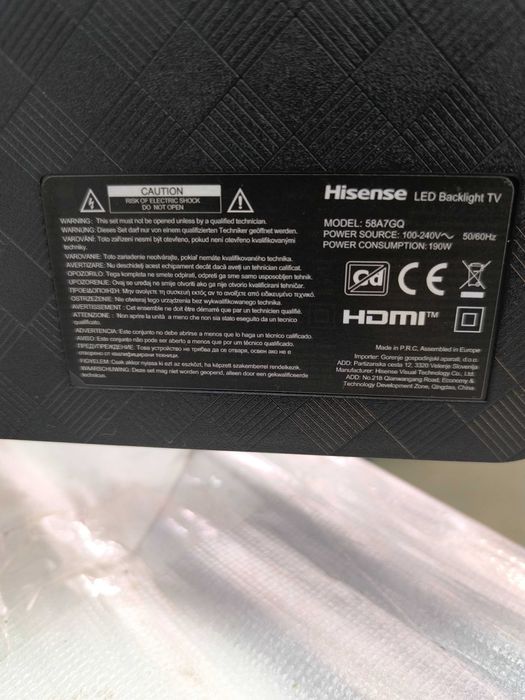 HISENSE 58A7GQ  Painel Partido