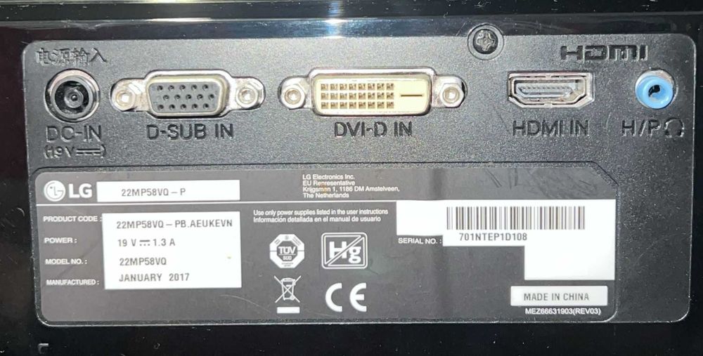 Ecrã LG 22 polegadas