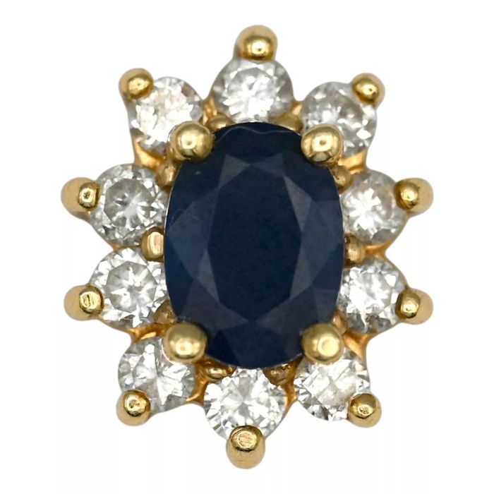 wisiorek złoto 14K 585 szafir 1,0 ct brylanty 0,50 ct certyfikat G.830