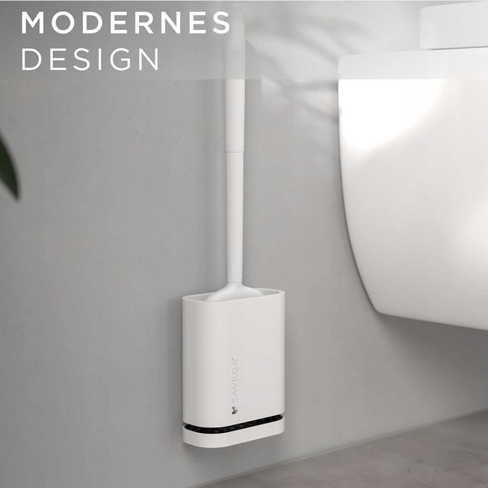 SAVEGA - silikonowa szczotka do wc z płaską i elastyczną  GŁOWICĄ BIAŁ