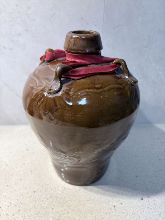 Vintage Asian Rice Wine Bottle – Empty Glazed Earthenware