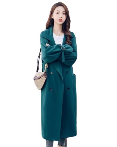 Damski płaszcz zielony dwurzędowy jesień zima rozmiar M