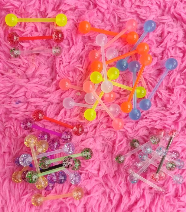 Пірсинг язика сережка штанга в язик в сосок акрил мед.сталь