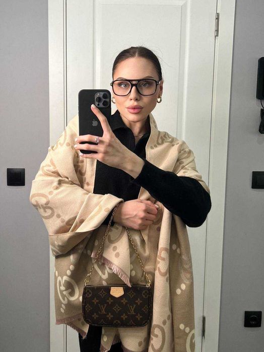 Кашеміровий двоколірний шарф Gucci