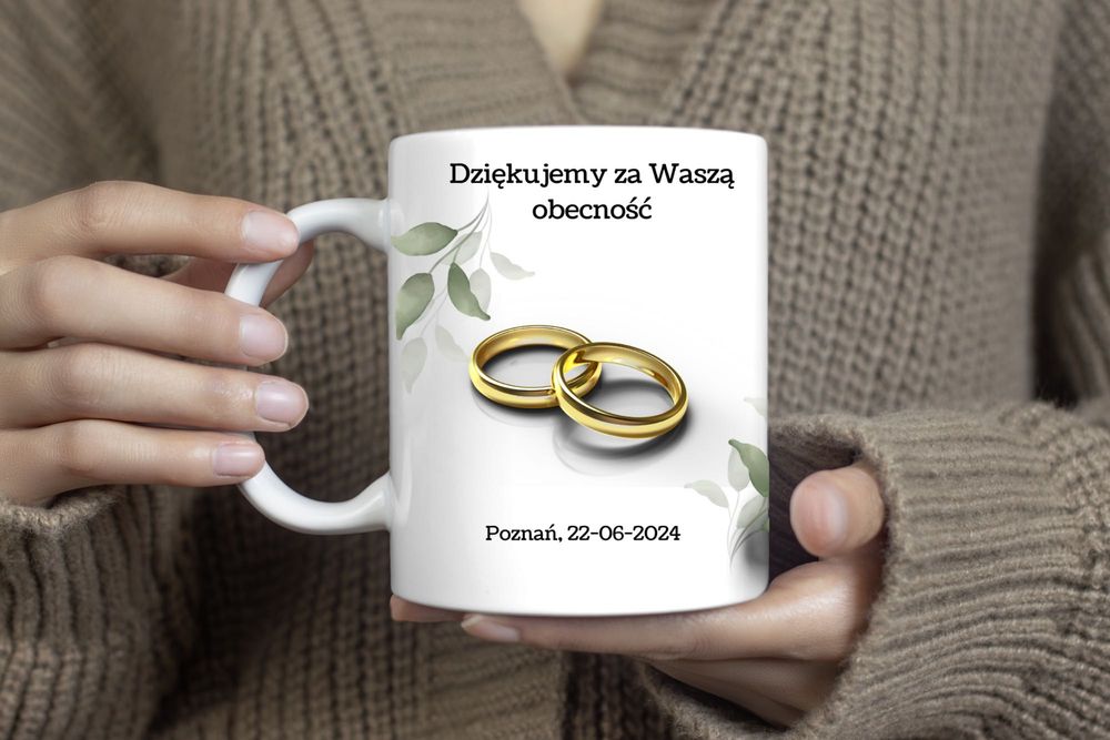 Kubek ślubny podziękowanie dla świadka świadkowej TWOJE IMIĘ+DATA