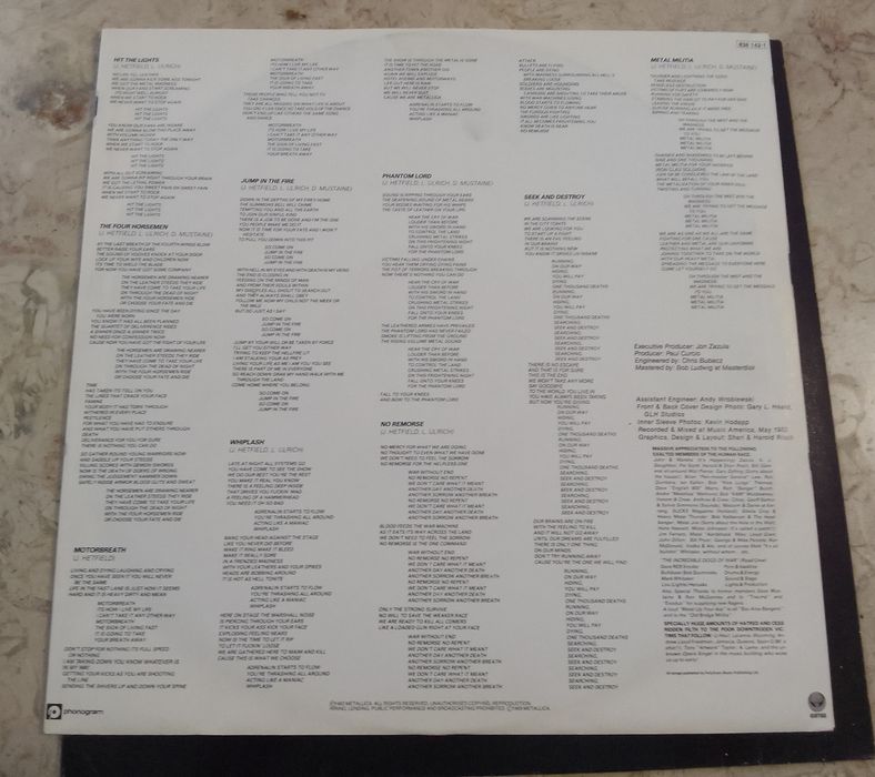 Metallica kill em all África do sul lp