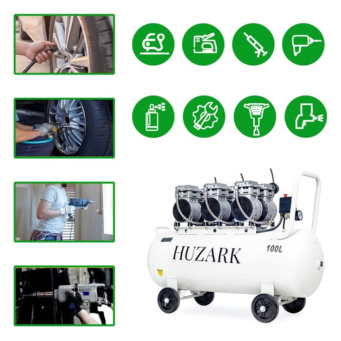 Profesjonalny Kompresor bezolejowy sprężarka 100L 8bar 396l/min